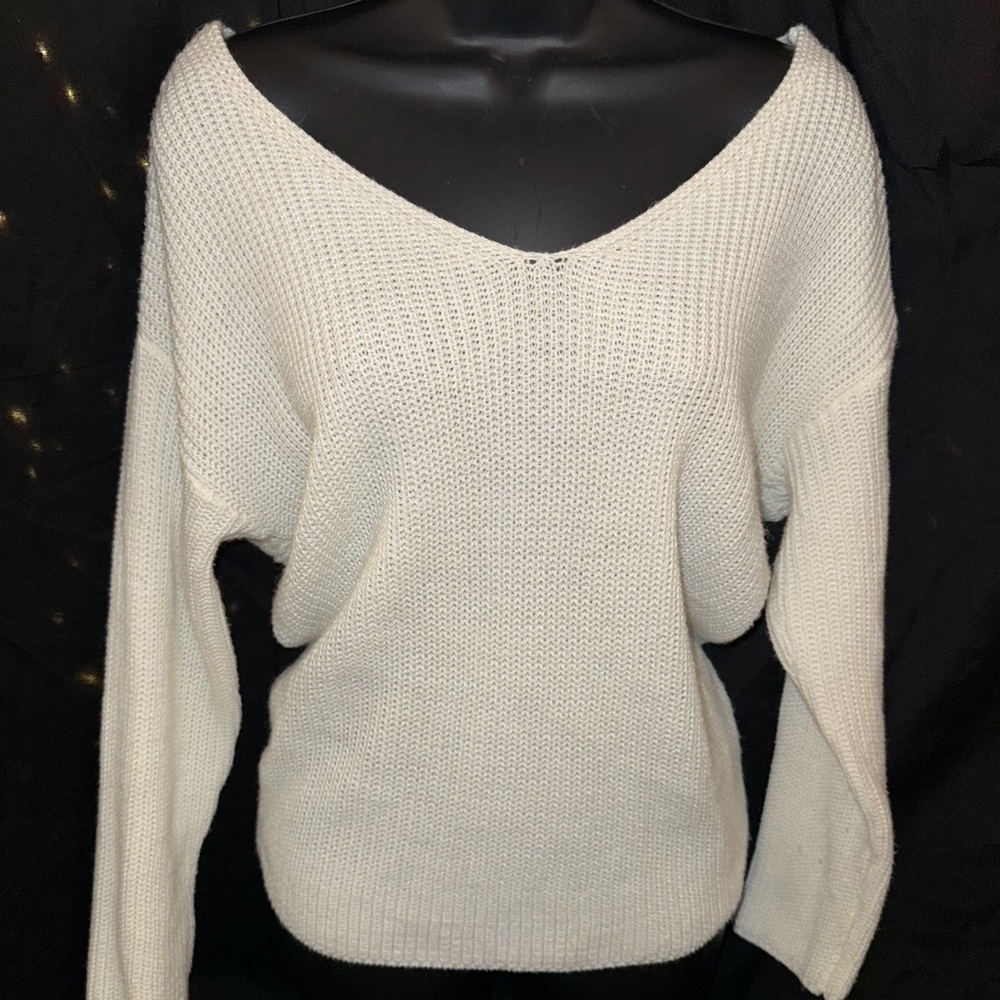 Miracle Cream V-Neck Sweater with Relaxed Fit